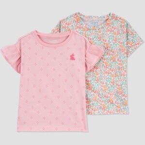Carter's JOY Toddler Girls' 2pk Bunny & Floral T-Shirt Set Pink 4T NWT